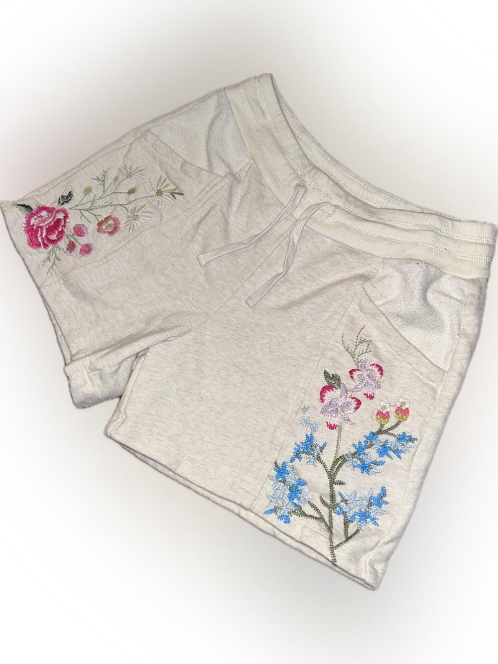 JW LosAngeles Johnny Was Catalina French Terry Cotton Embroidered Boho Shorts XS - Picture 7 of 15